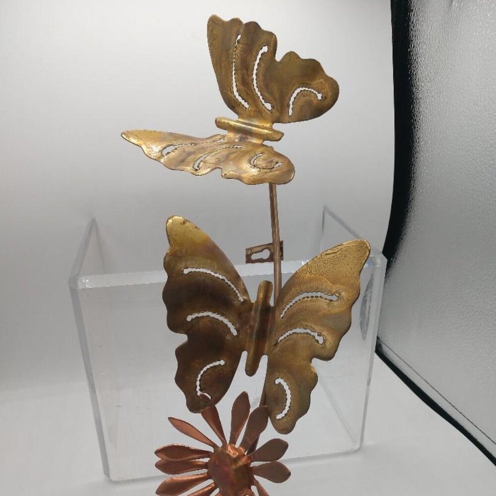 Vintage Brass Butterfly Wall Art Hanging - Brass and Copper-Mid Century Modern